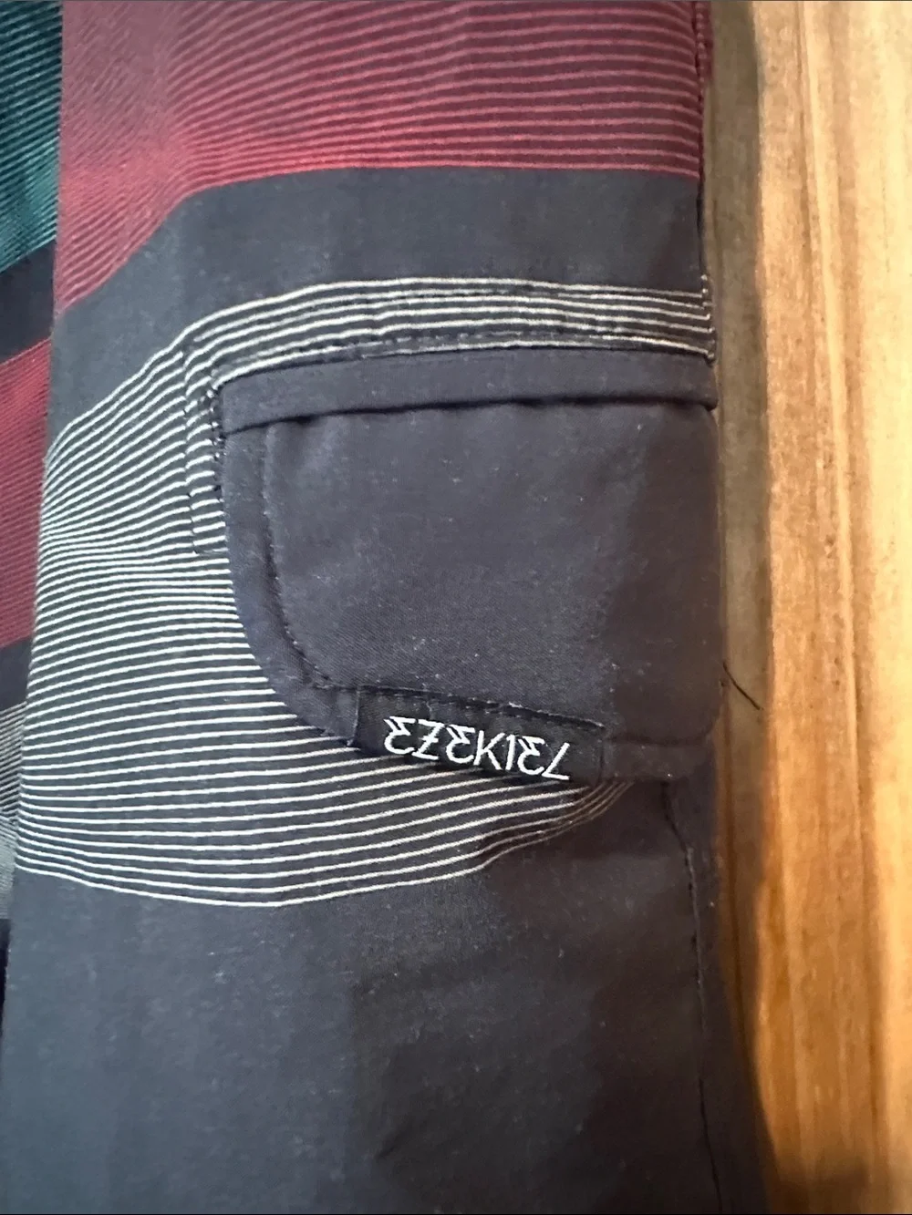 Ezekiel Striped Black Board Shorts with Teal & Maroon Bands